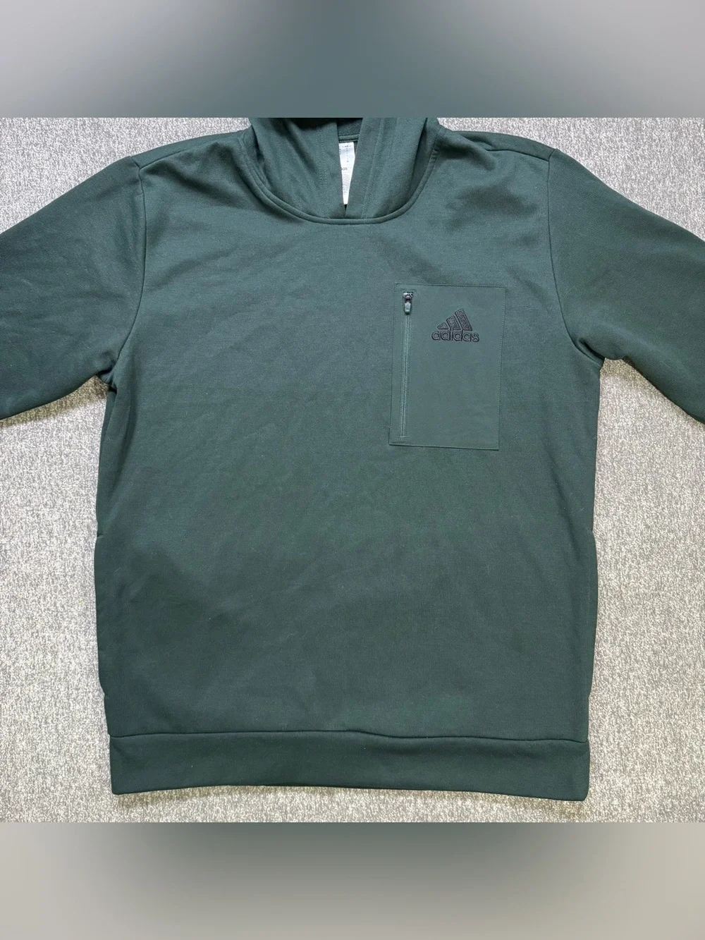 Adidas Three Stripe Mens Essentials Fleece Pocket Hoodie Forest Green Large NWOT